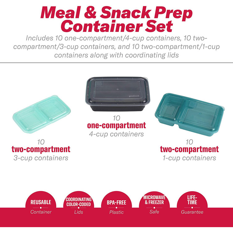 Prep & Savour GoodCook Meal Prep BPA Free Assorted 60pc Container Set